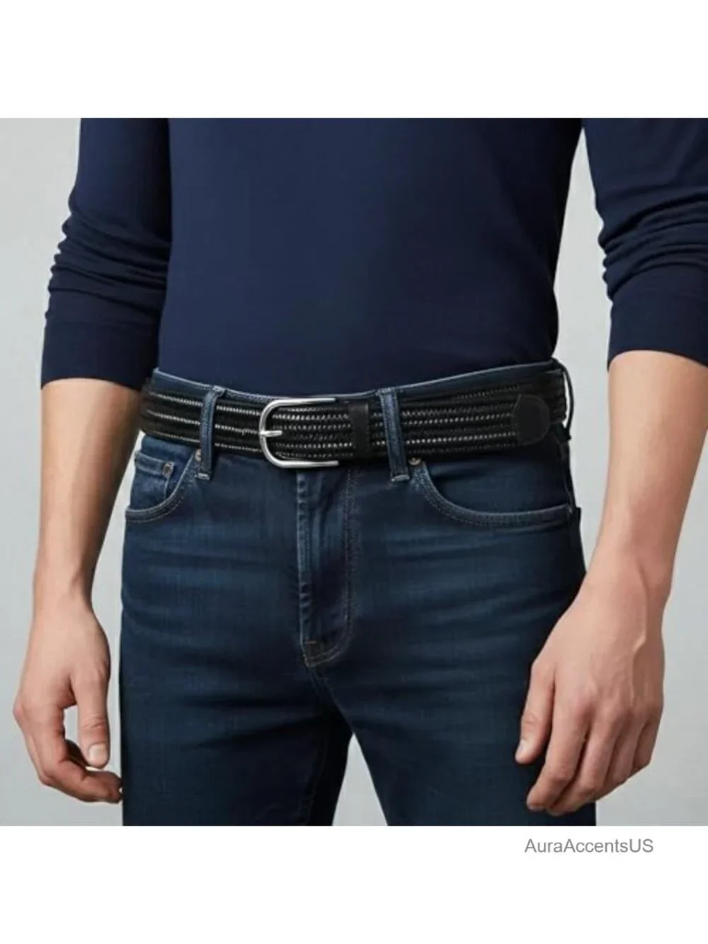 Genuine Leather Braided Belt for Men - 1.38